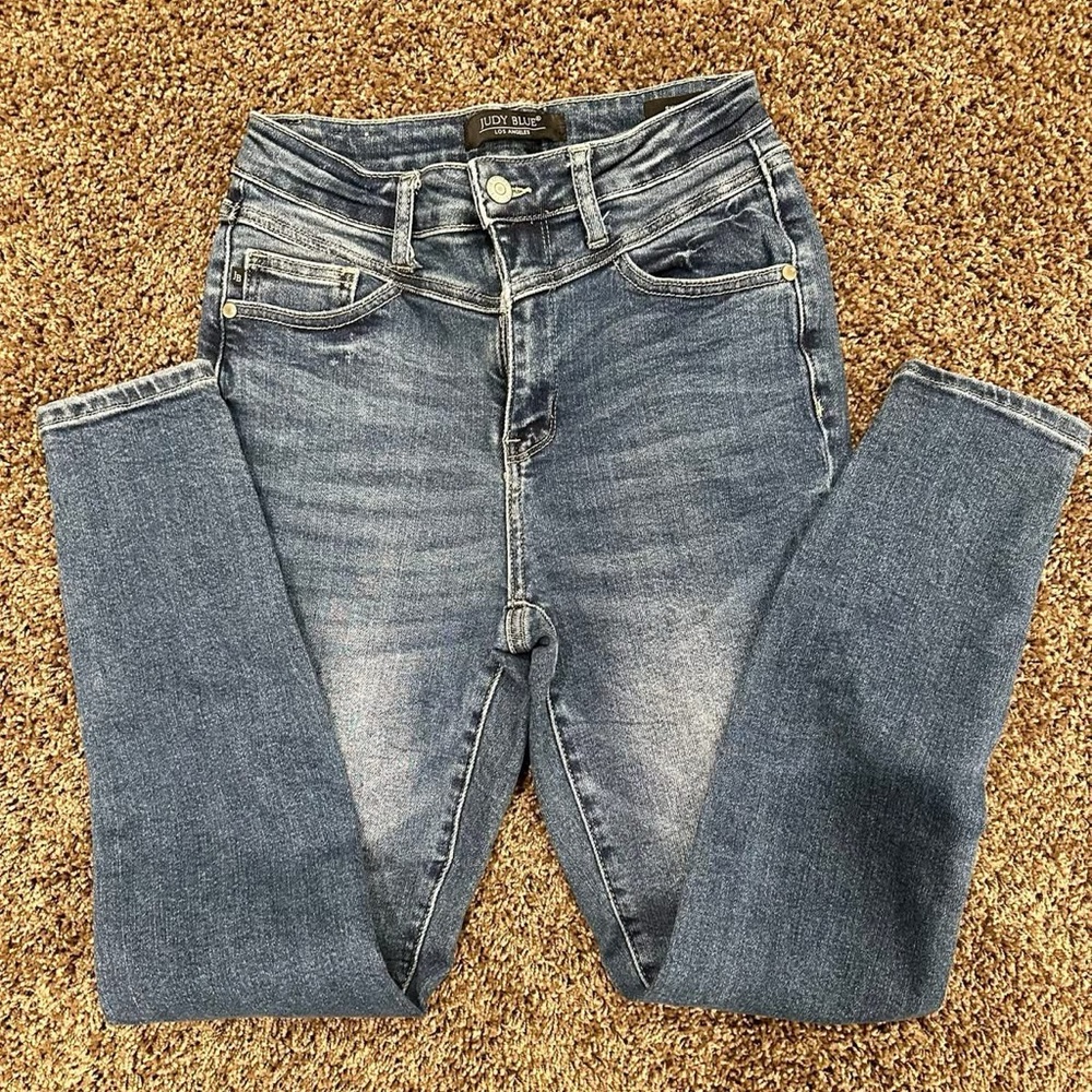 Judy Blue Washed Skinny Jeans in Blue Denim
